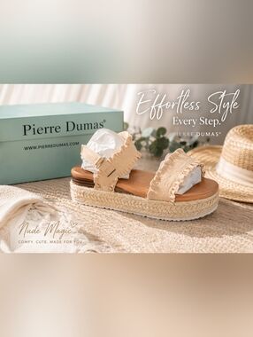Pierre Dumas Platform Espadrille Sandals – Nude | Size 9 | NIB